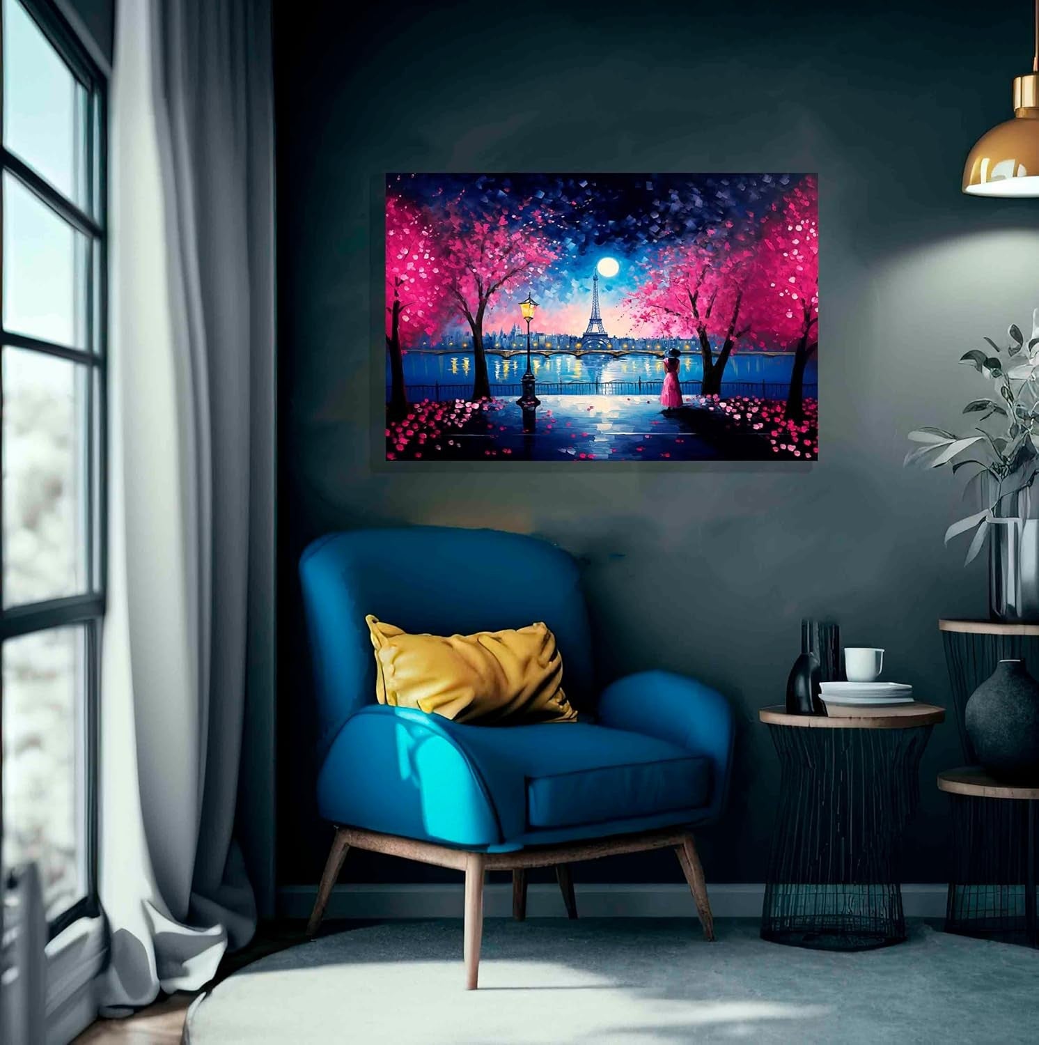 Large Eiffel Tower Canvas Wall Art 86x61cm Framed Paris Print