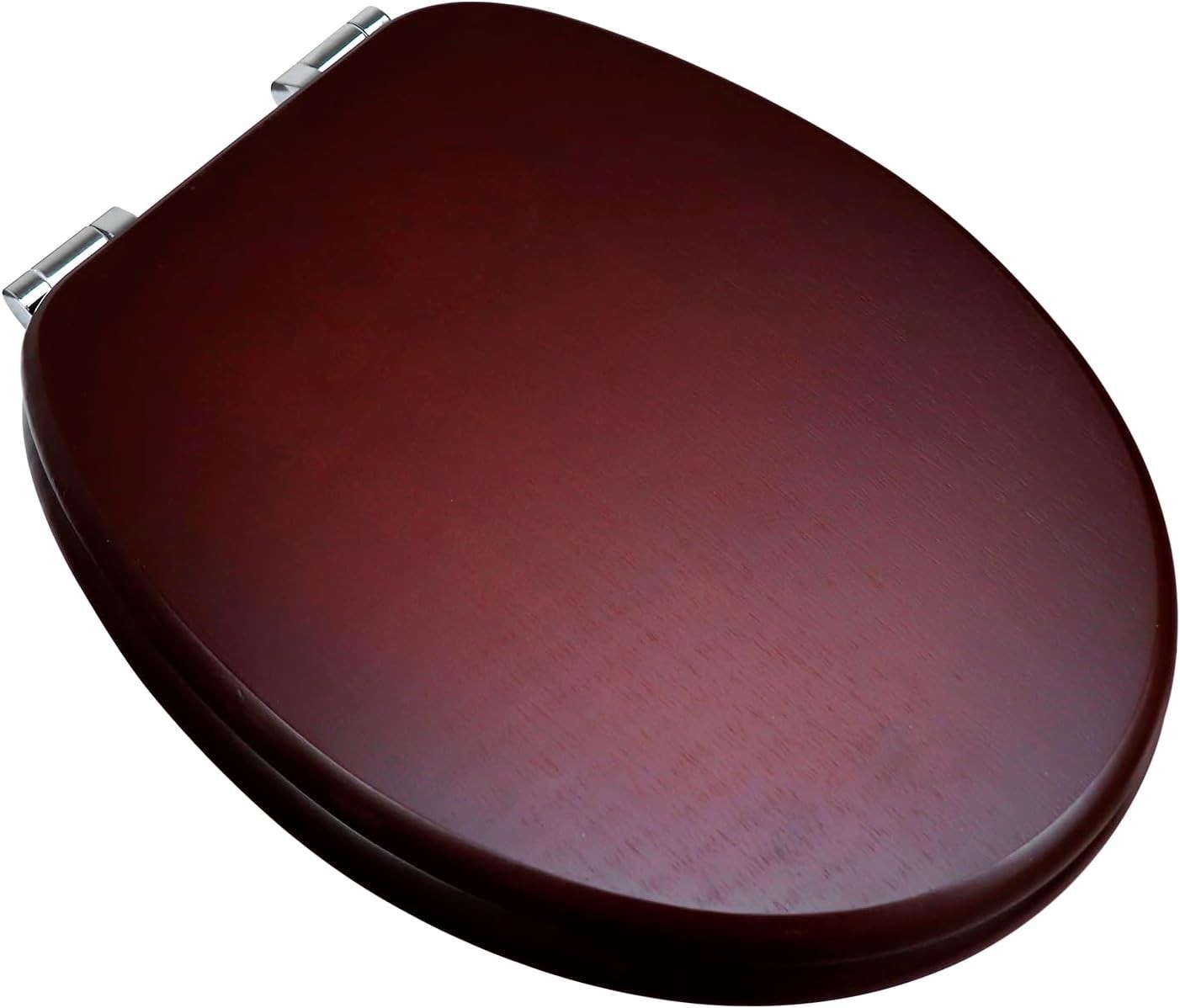 Natural Bamboo Toilet Seat Soft Close Solid Wood Lid Easy Clean Metal Hinges