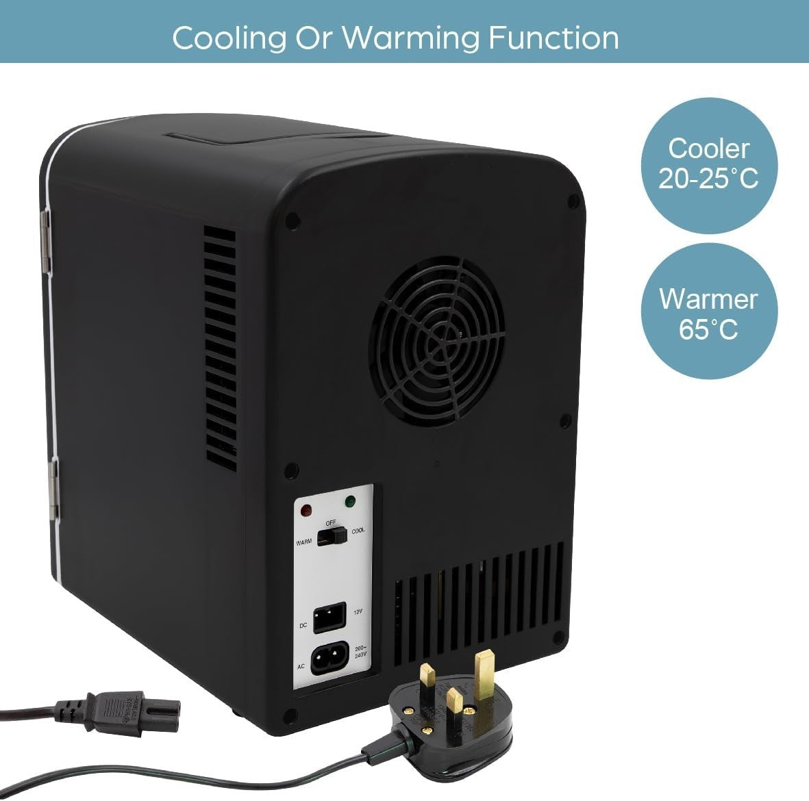 4L Mini Fridge Portable Countertop Cooler & Warmer Black Compact