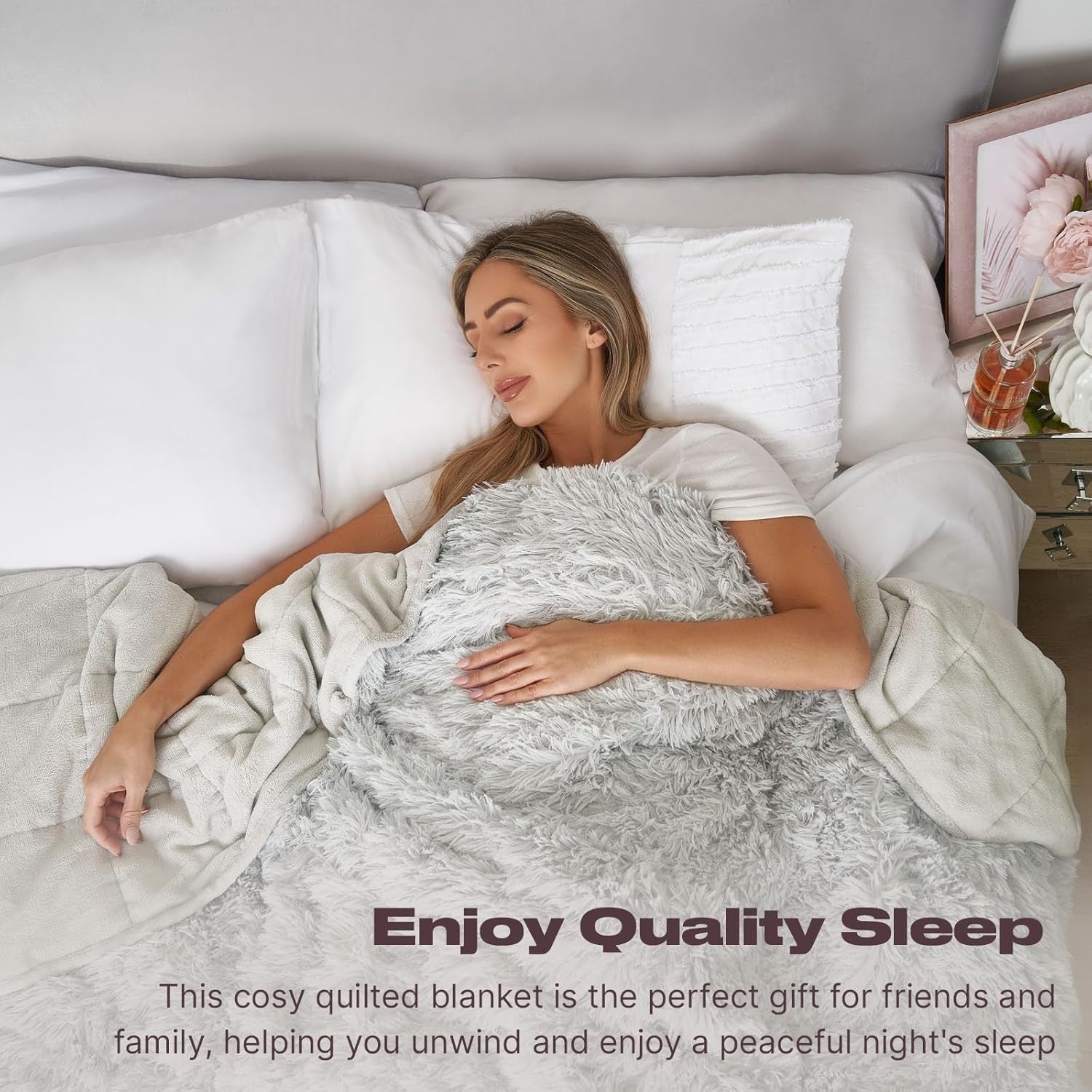 Weighted Blanket 8kg Double/King Fleece Throw for Adults Stress Relief