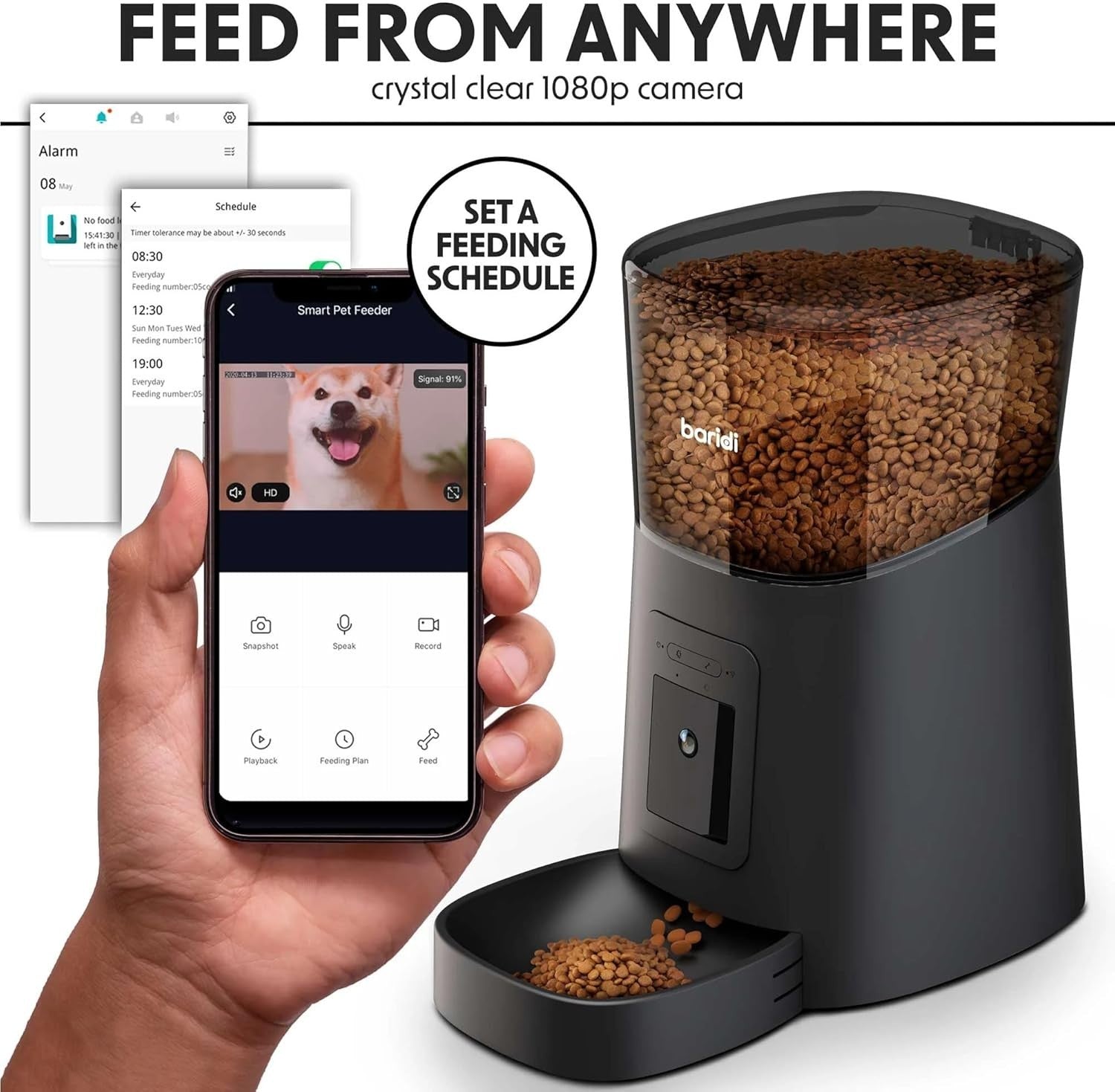 Smart Pet Feeder 6L WiFi Food Dispenser HD Camera 2 Way Audio App