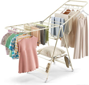 3 Tier Clothes Airer Foldable Drying Rack Wheeled Indoor Outdoor Laundry Horse