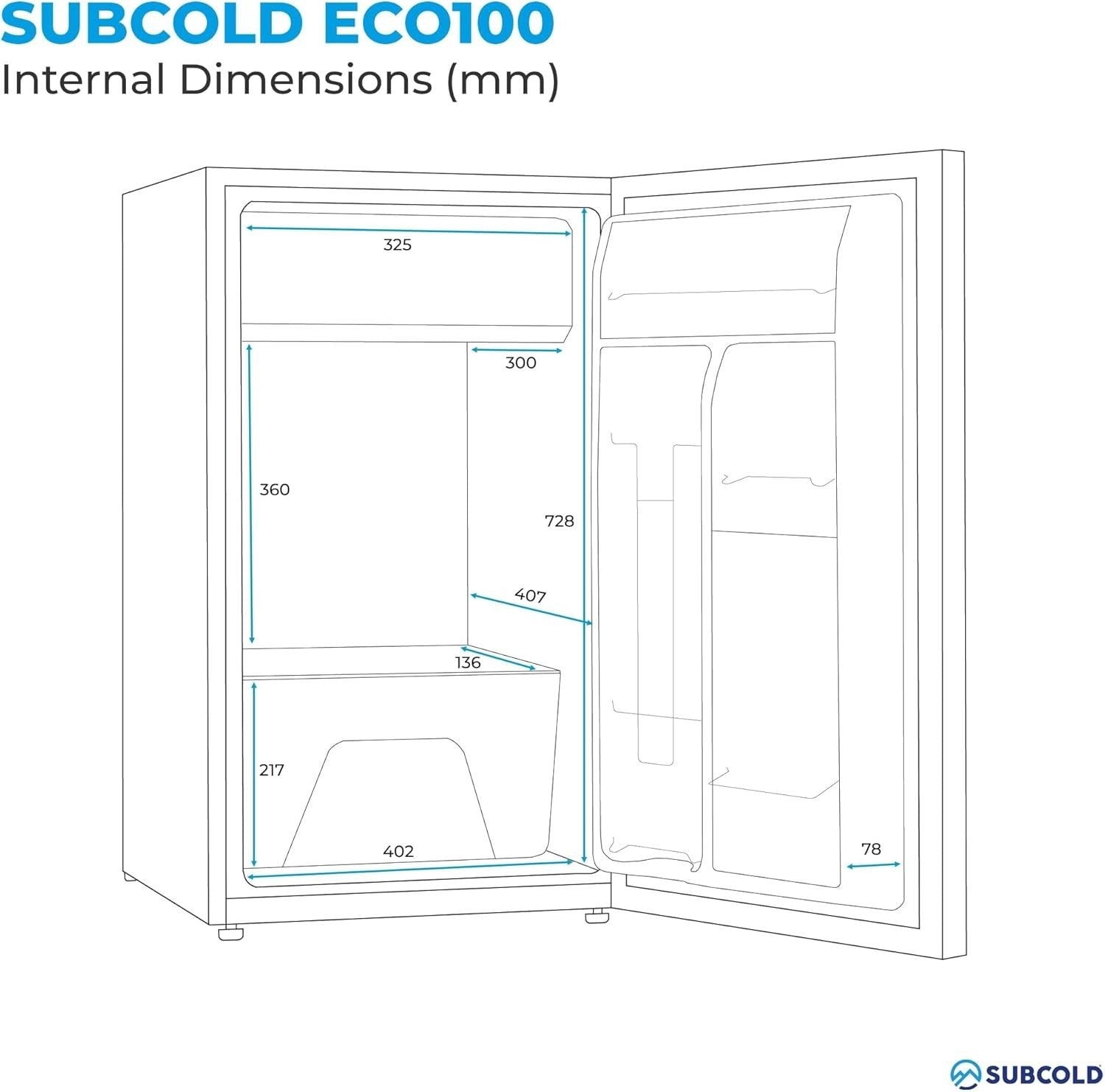 95L Under-Counter Fridge LED Lock & Key Low Noise White