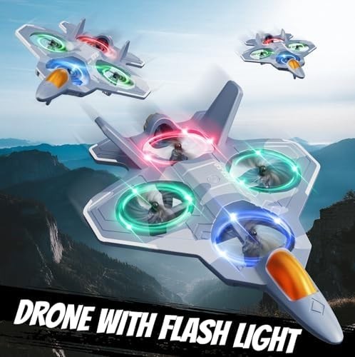RC Plane for Kids Adults, Easy Fly 2 Take-Off Modes, LED Lights, 360 Flip Toy