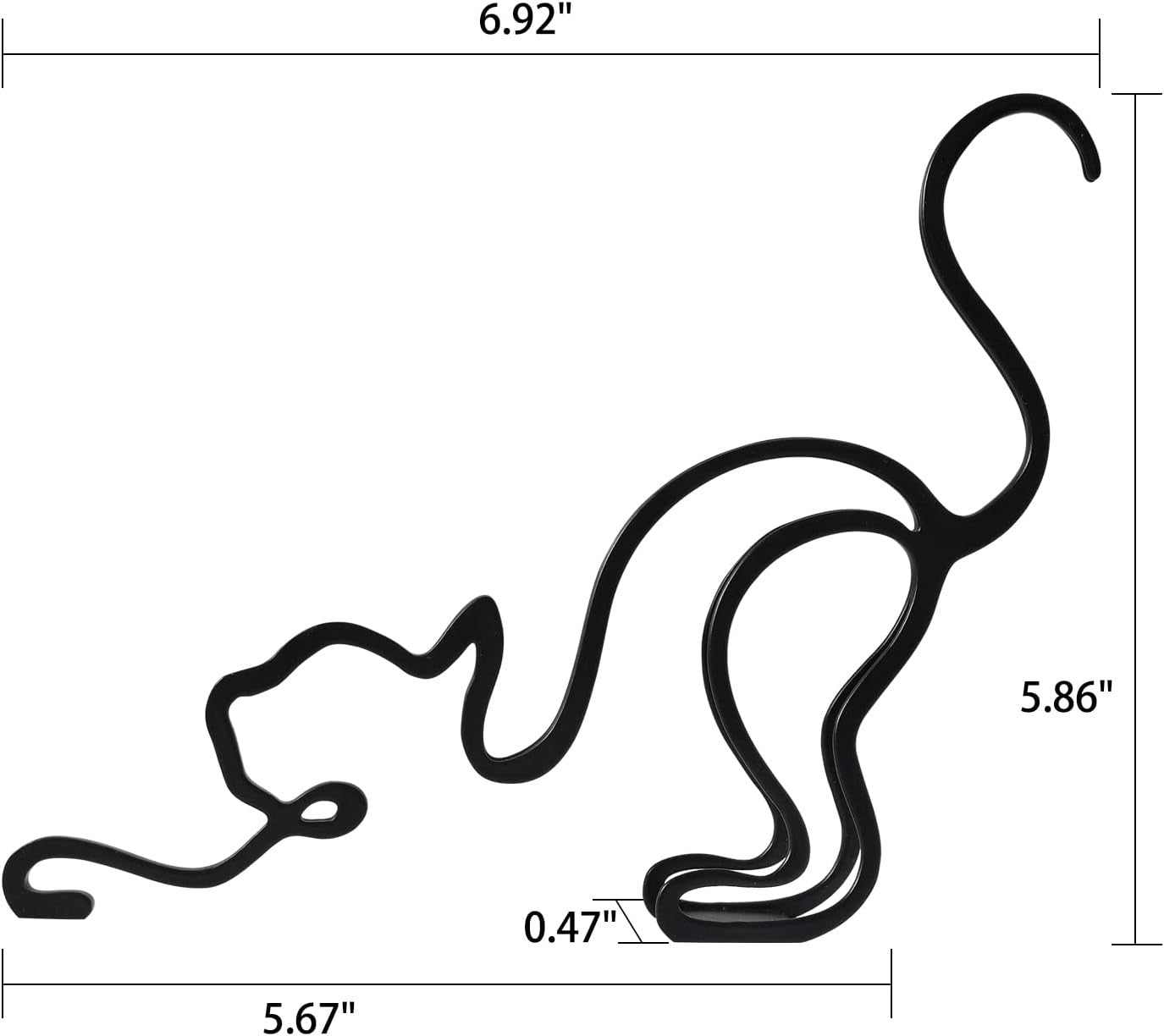 Black Metal Cat Wall Sculpture – Minimalist Abstract Line Art Decor