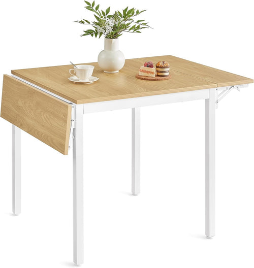 Foldable Dining Table Oak White Drop Leaf Small Space Kitchen 2–4 Seater