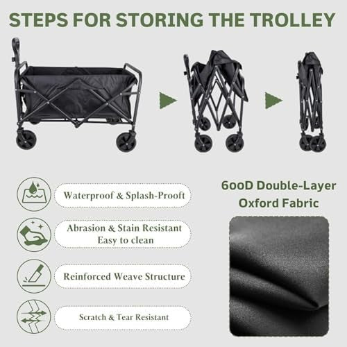 100L Folding Festival Camping Trolley 150kg Wagon Cart with Wheels