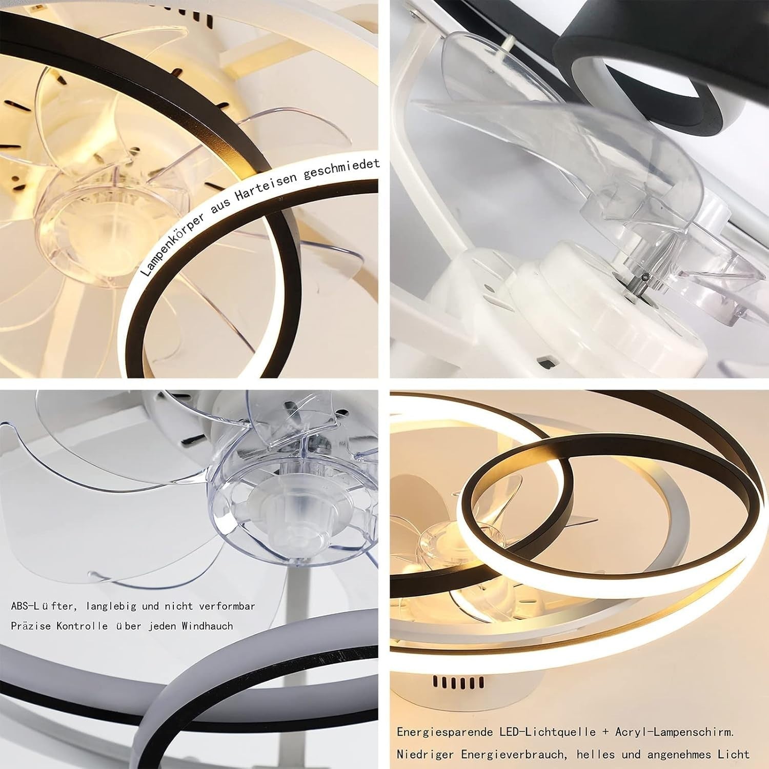 50cm Wildcat Ceiling Fan Light, 6-Speed Dimmable Reversible LED, Quiet Clear