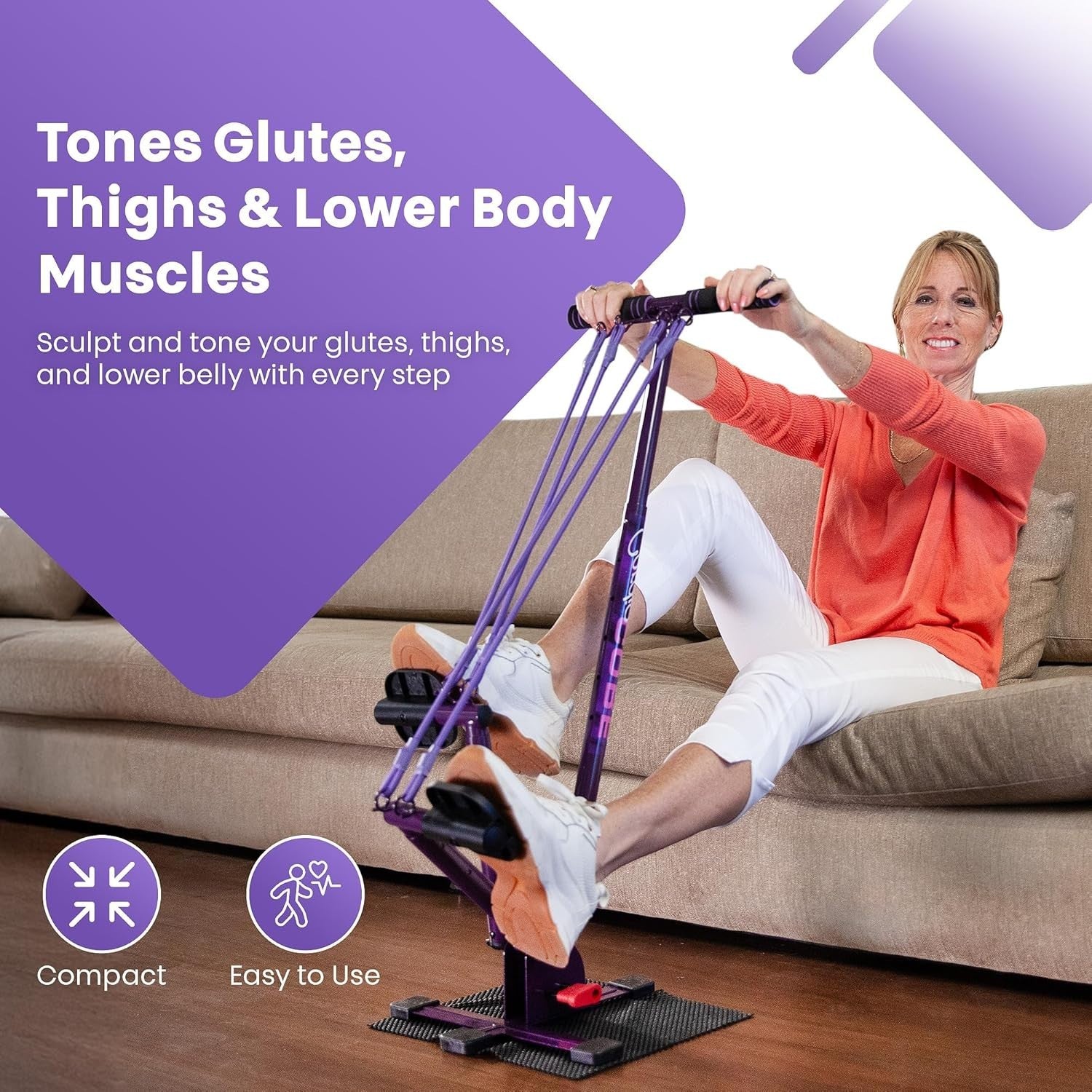 Portable Seated Rowing Stepper Low-Impact Pedal Exerciser Bands Senior Fitness