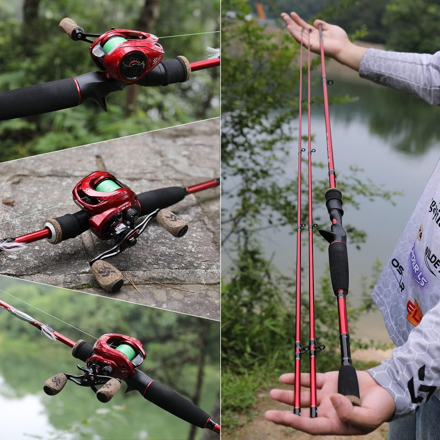 8.0:1 Baitcaster Rod Reel Combo 2.1m Carbon Fibre M/MH Set
