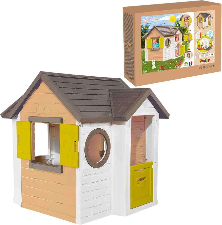 Kids Plastic Playhouse Garden Indoor Outdoor w Shutters Door Windows