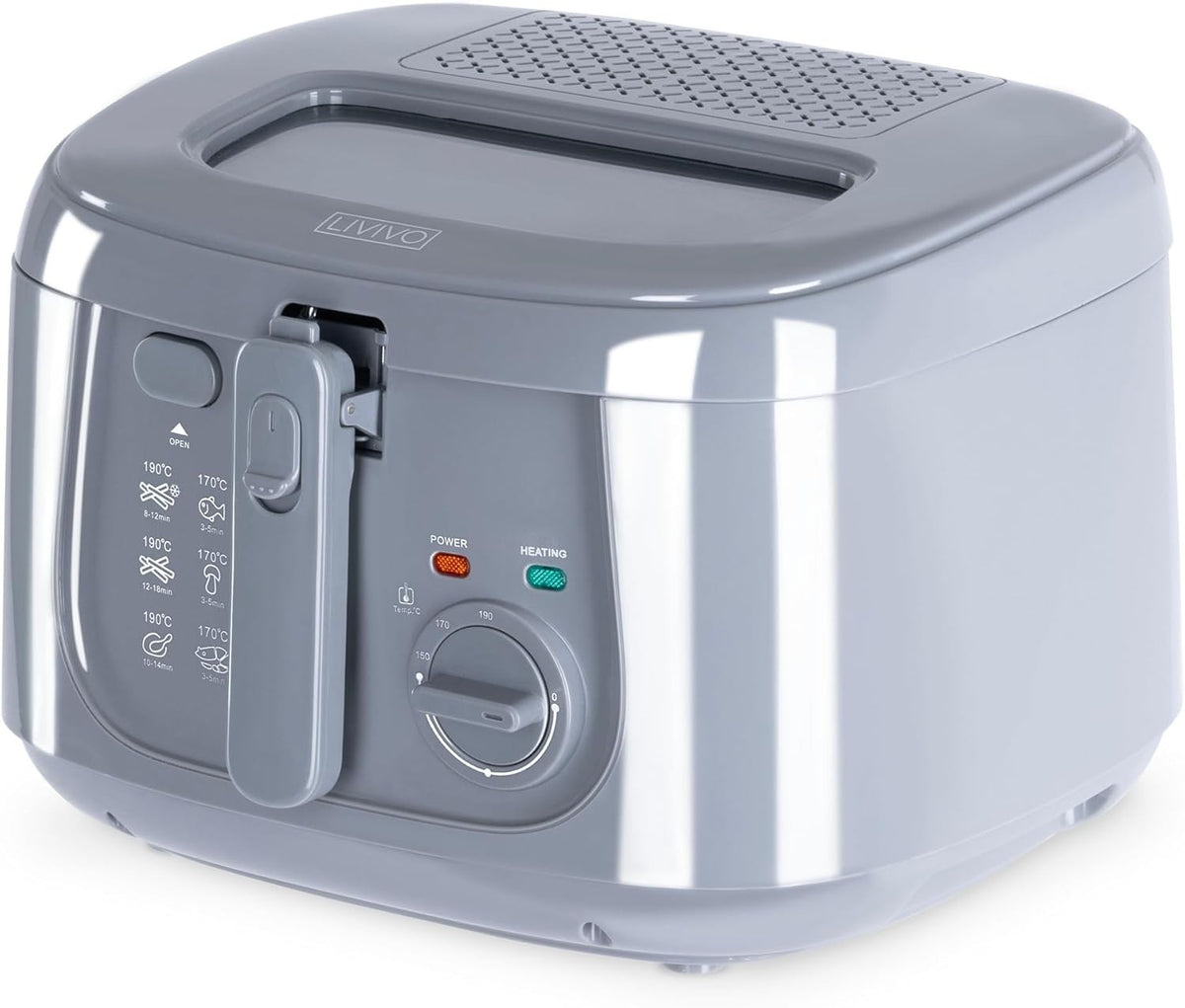 Electric Chip Fryer 2.5L 1800W Countertop Fryer Viewing Window Grey