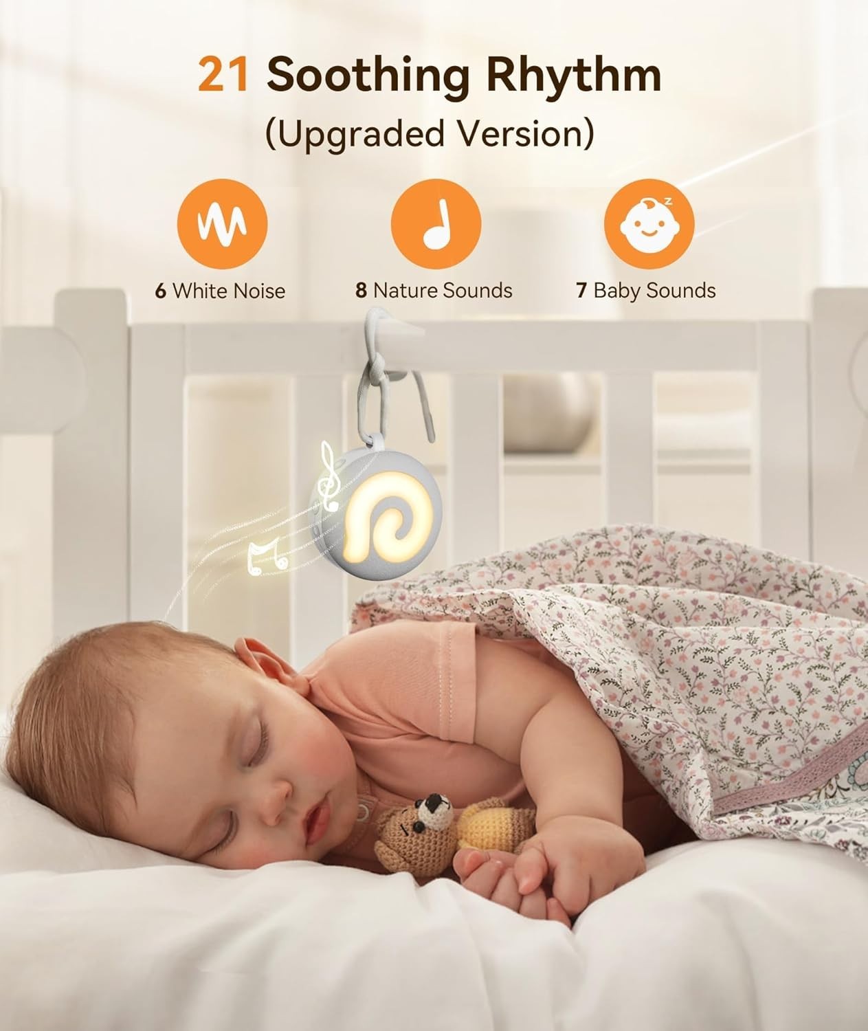 Grey Noise Sound Machine Baby Sleep Aid Night Light Portable Rechargeable