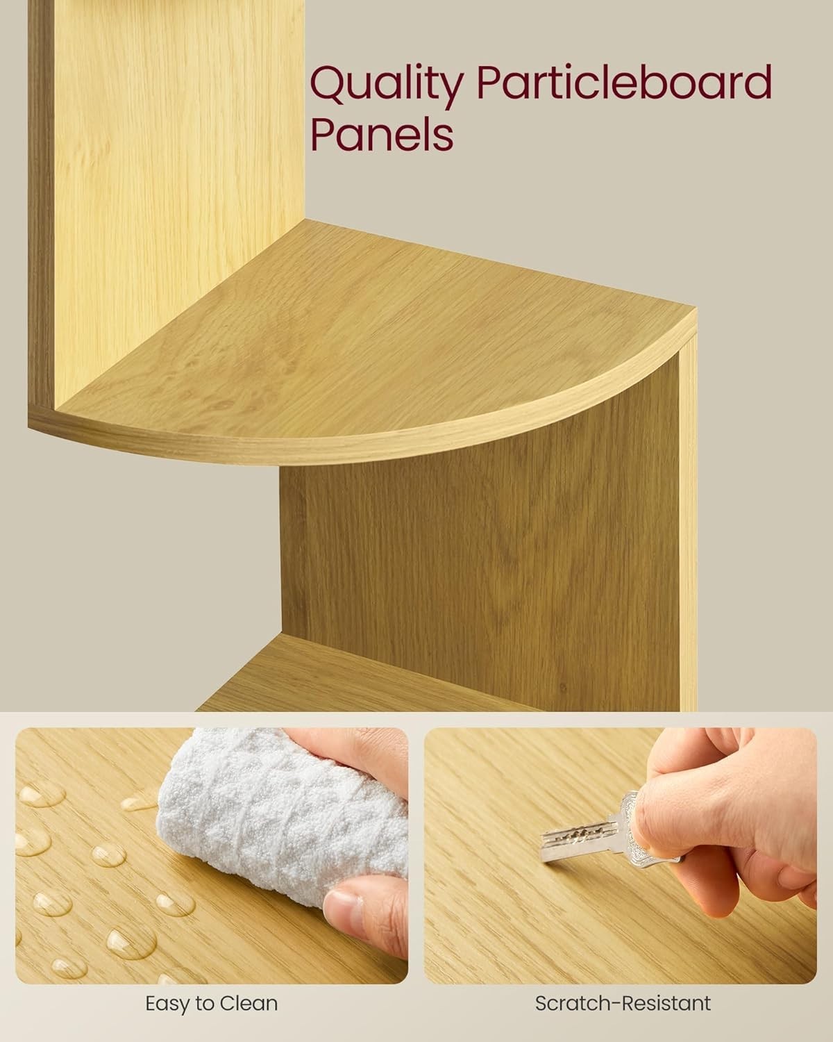 5 Tier Corner Wall Shelf Natural Oak Floating Zigzag Display Unit 126cm