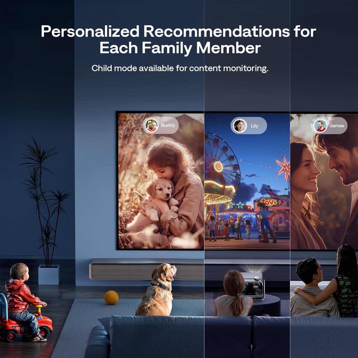 Google TV Mini Projector 1080P 500 ANSI Dolby 20W WiFi Bluetooth 4K
