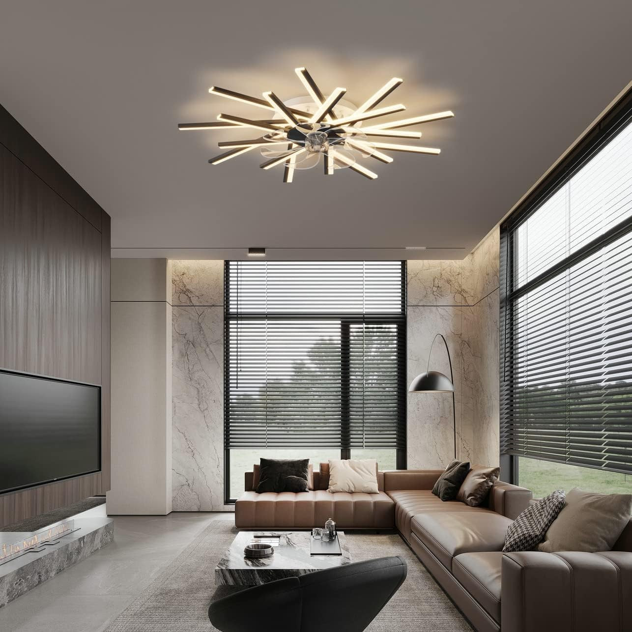 LJX 92cm Ceiling Fan with LED Light, Remote & App, 6 Speeds, Dimmable