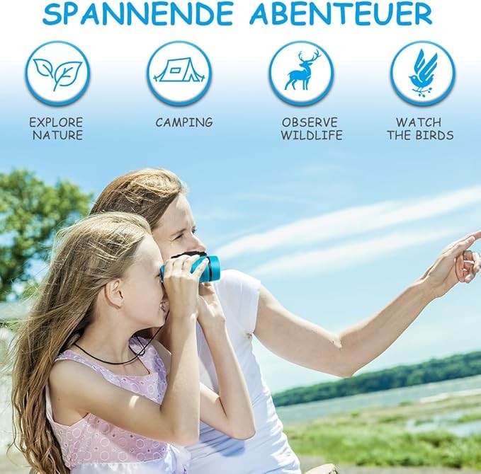 Kids 4x30 Blue Shockproof Binoculars | Outdoor Learning Toy Ages 3–12