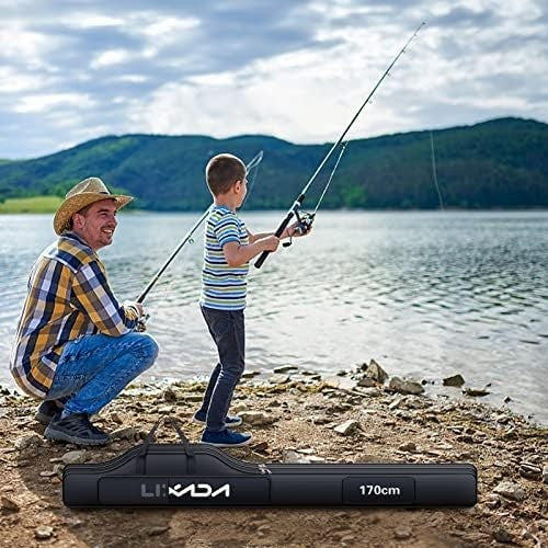210cm Fishing Rod Reel Bag Portable Tackle Case with Shoulder Strap