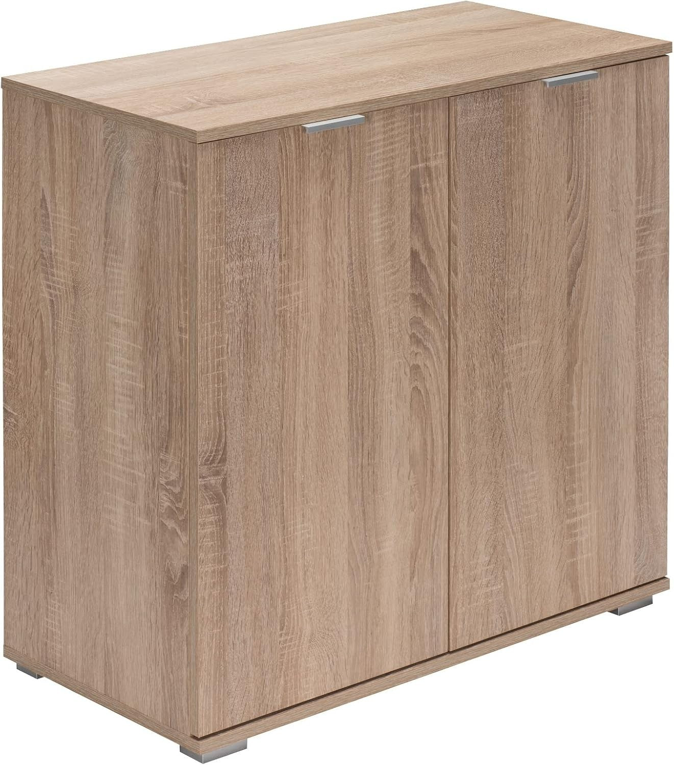Oak Effect 2 Door Storage Cabinet 71x74cm | Modern Bookshelf Unit