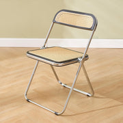 Foldable Rattan Dining Chair Space Saving Armless Side Chair for Kitchen