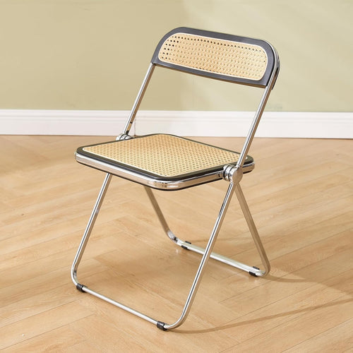 Foldable Rattan Dining Chair Space Saving Armless Side Chair for Kitchen