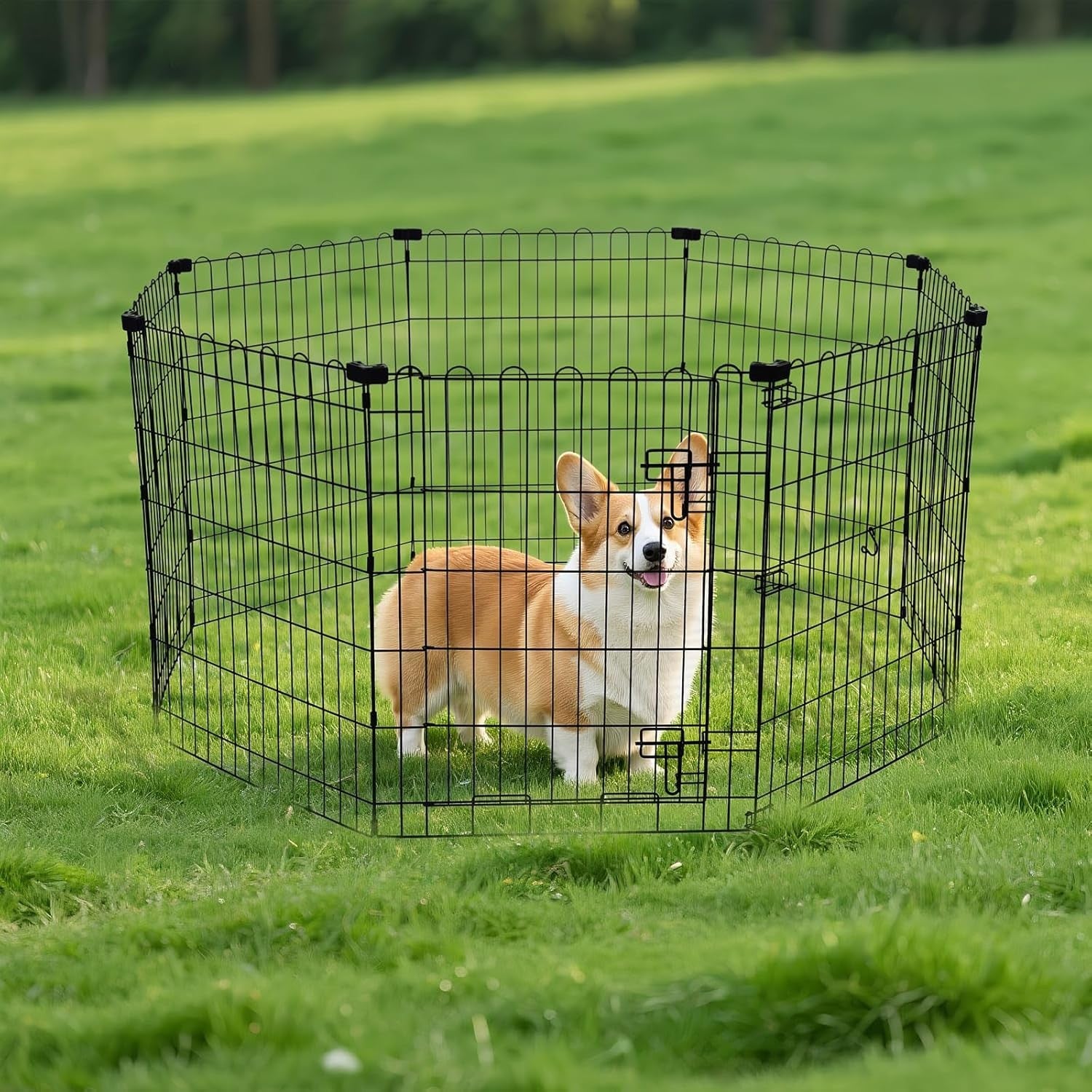 Heavy Duty Dog Playpen with Door Indoor Outdoor Fence 152x152x76cm