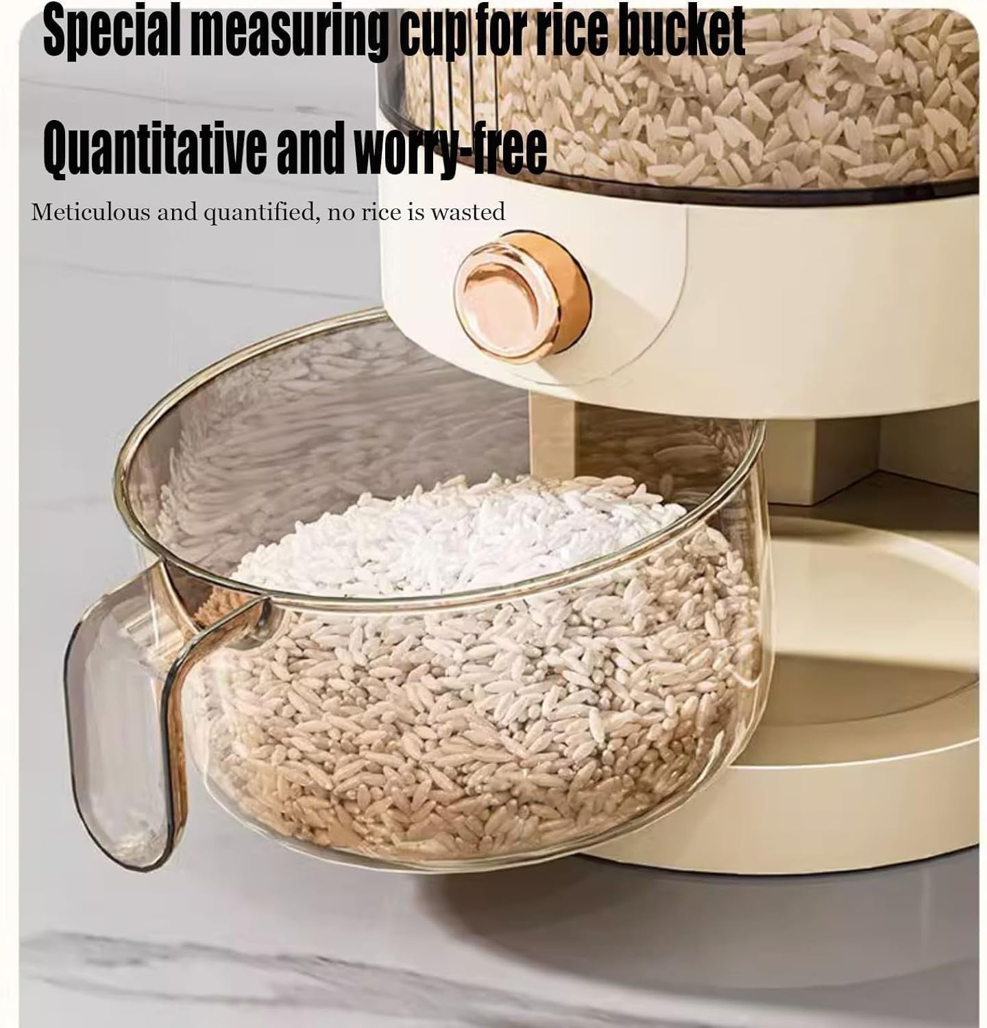 Airtight Rice Storage Container 5-10KG Grain Dispenser with Measure Cup