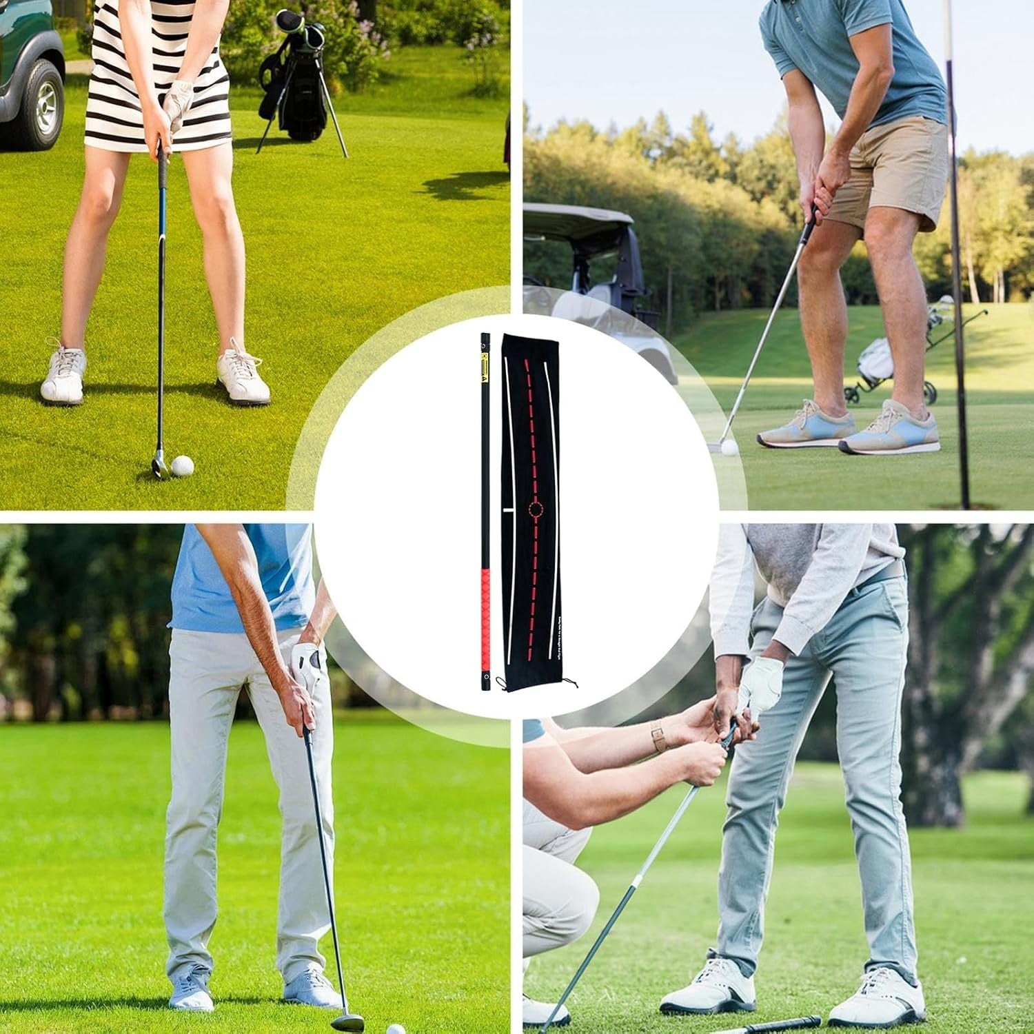 Golf Swing Training Aid Alignment Stick Mat Practice Corrector