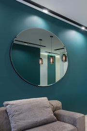 Large Round Frameless Bevelled Wall Mirror 120x120cm Modern Decor