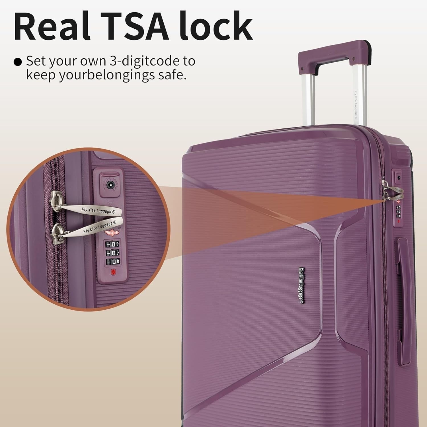 28in Large Suitcase PP Hard Shell TSA 3 Digit Lock Spinner Wheels