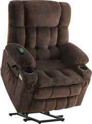 Dual Motor Lift Recliner Chair Heat Massage Elderly Riser USB Extended Footrest