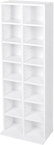 CD DVD Storage Tower Rack Adjustable Shelves Media Display Unit White