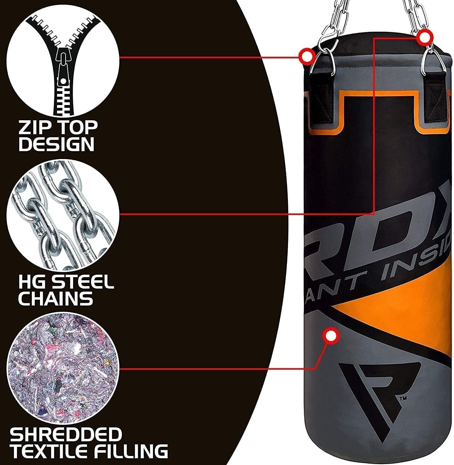 Kids Filled Punching Bag 2FT Boxing Set Gloves Chain Junior