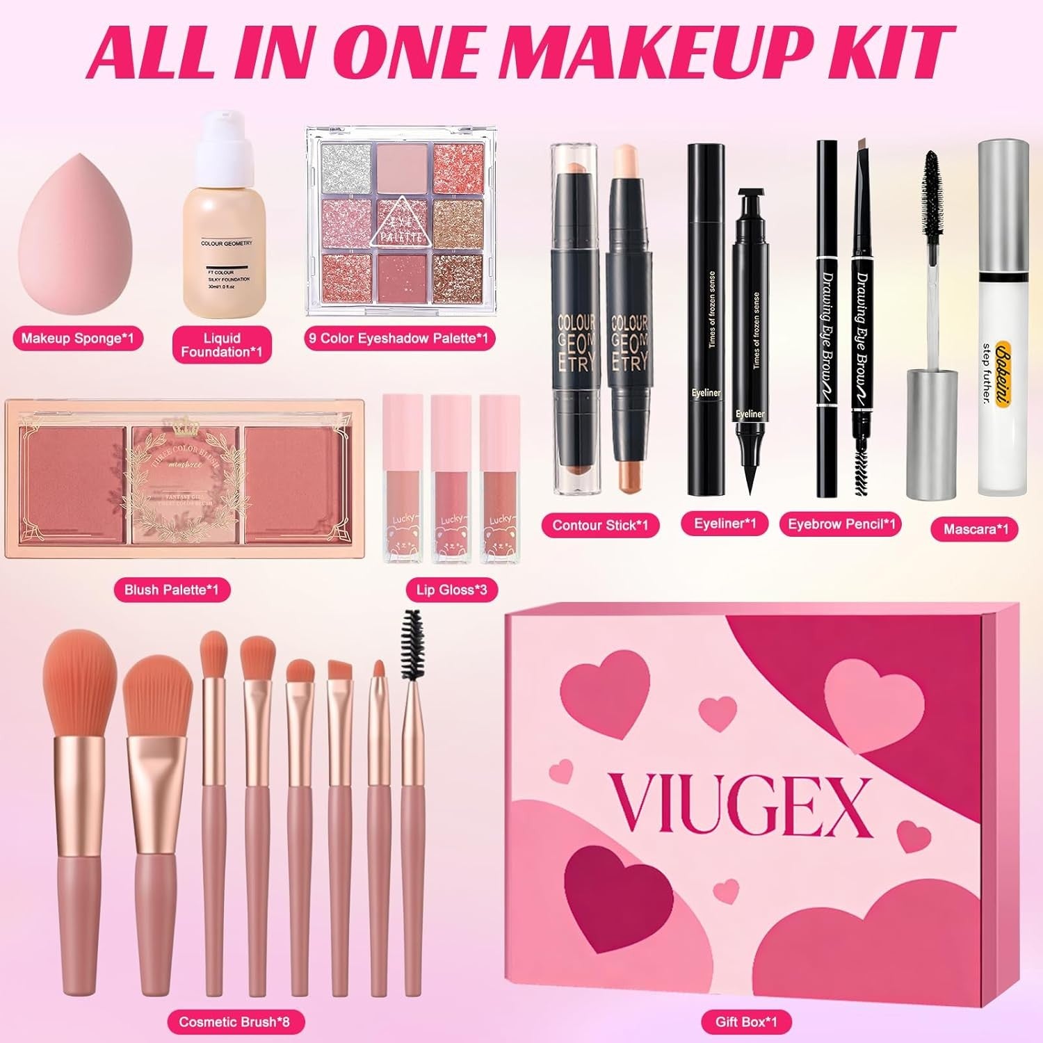 All In One Makeup Starter Kit Full Gift Set with Foundation Palette