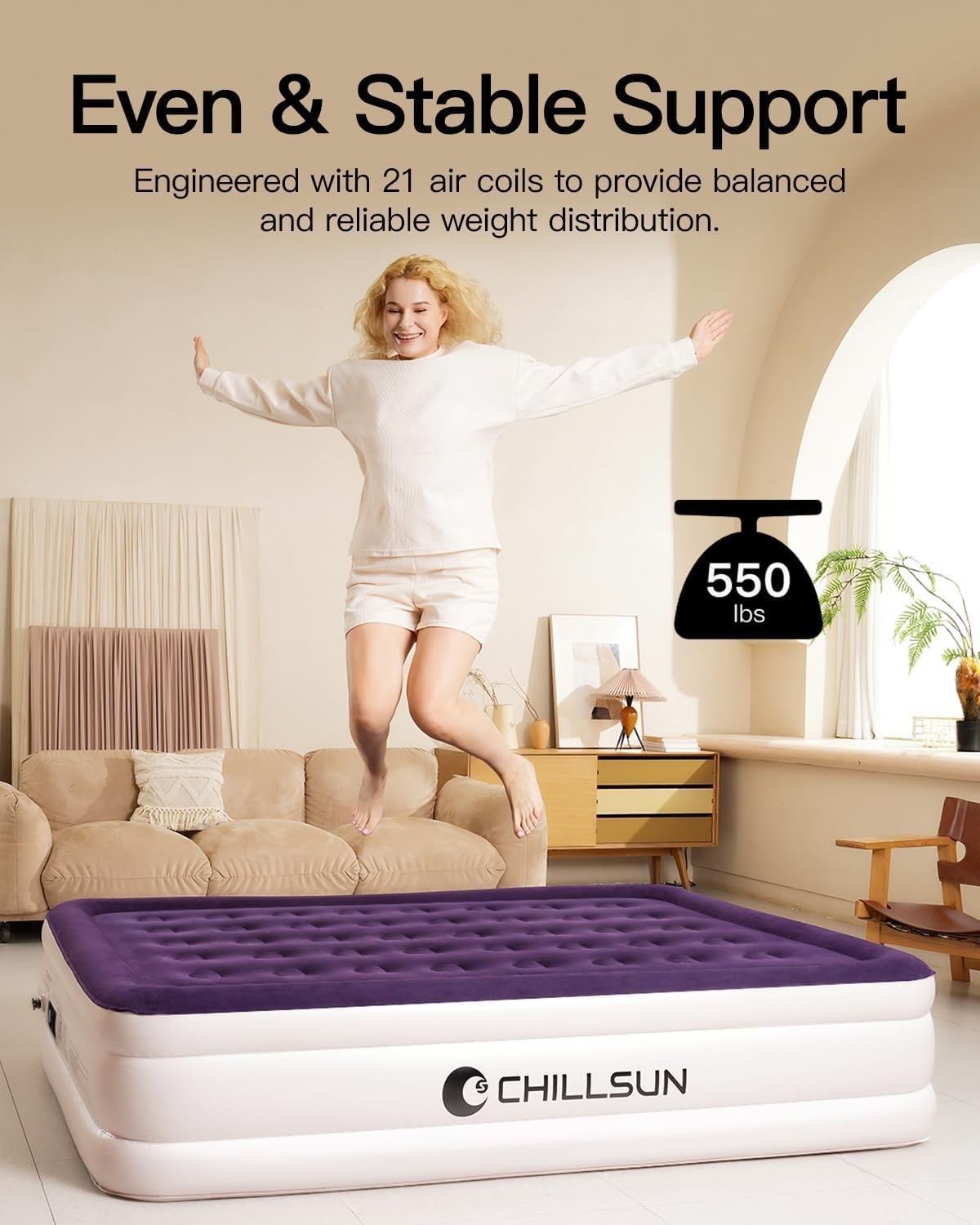 Inflatable Air Mattress King/Double | Built-In Pump, Camping & Guest Bed