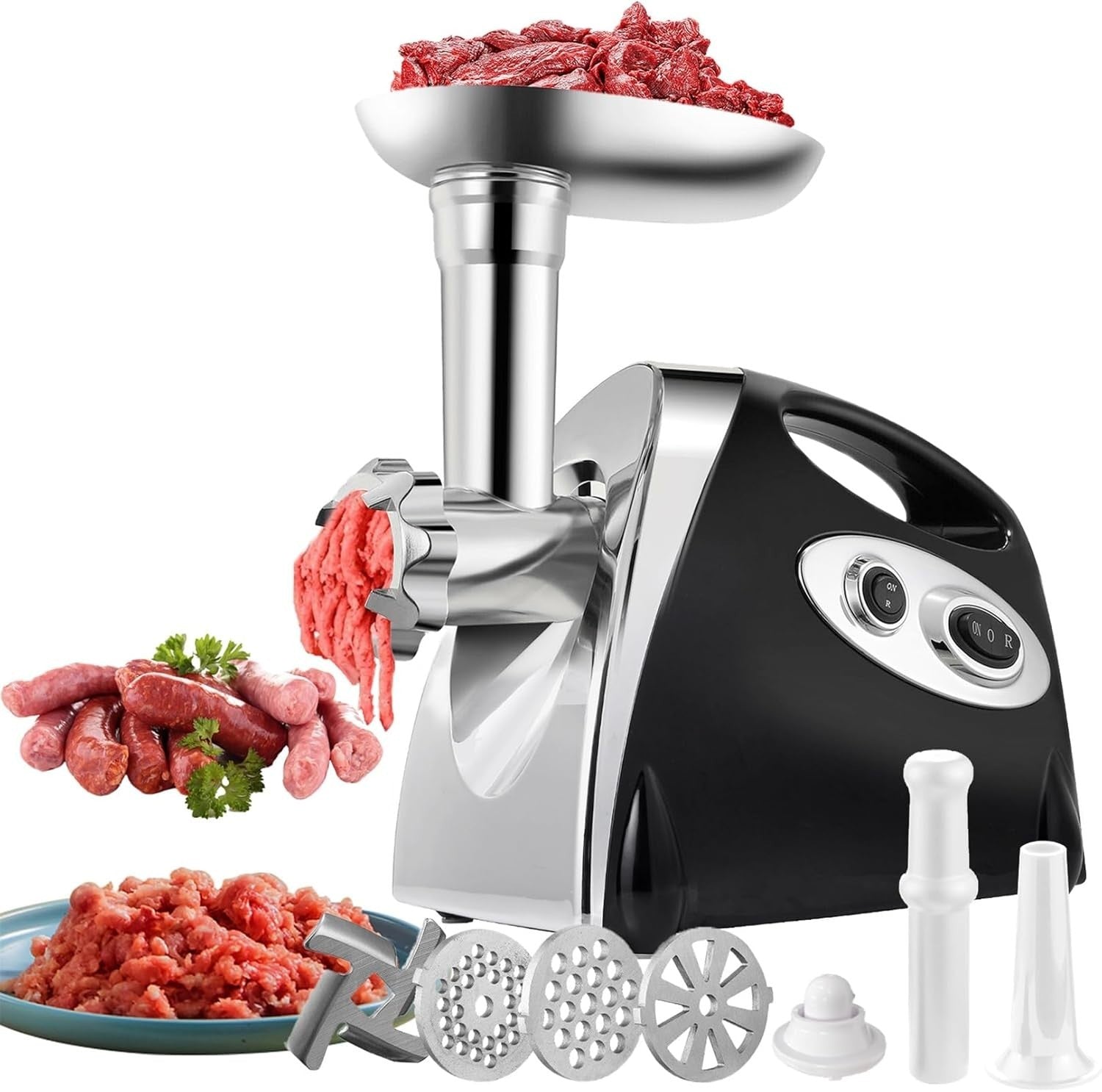 2800W Electric Meat Grinder Sausage Maker Mincer 3 Steel Plates