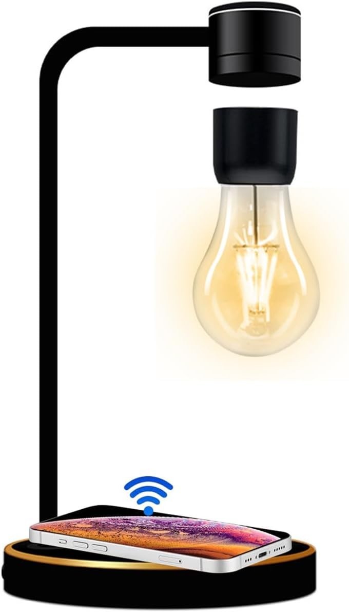 Magnetic Levitating LED Lamp with Wireless Charger, 360° Rotating Desk Light