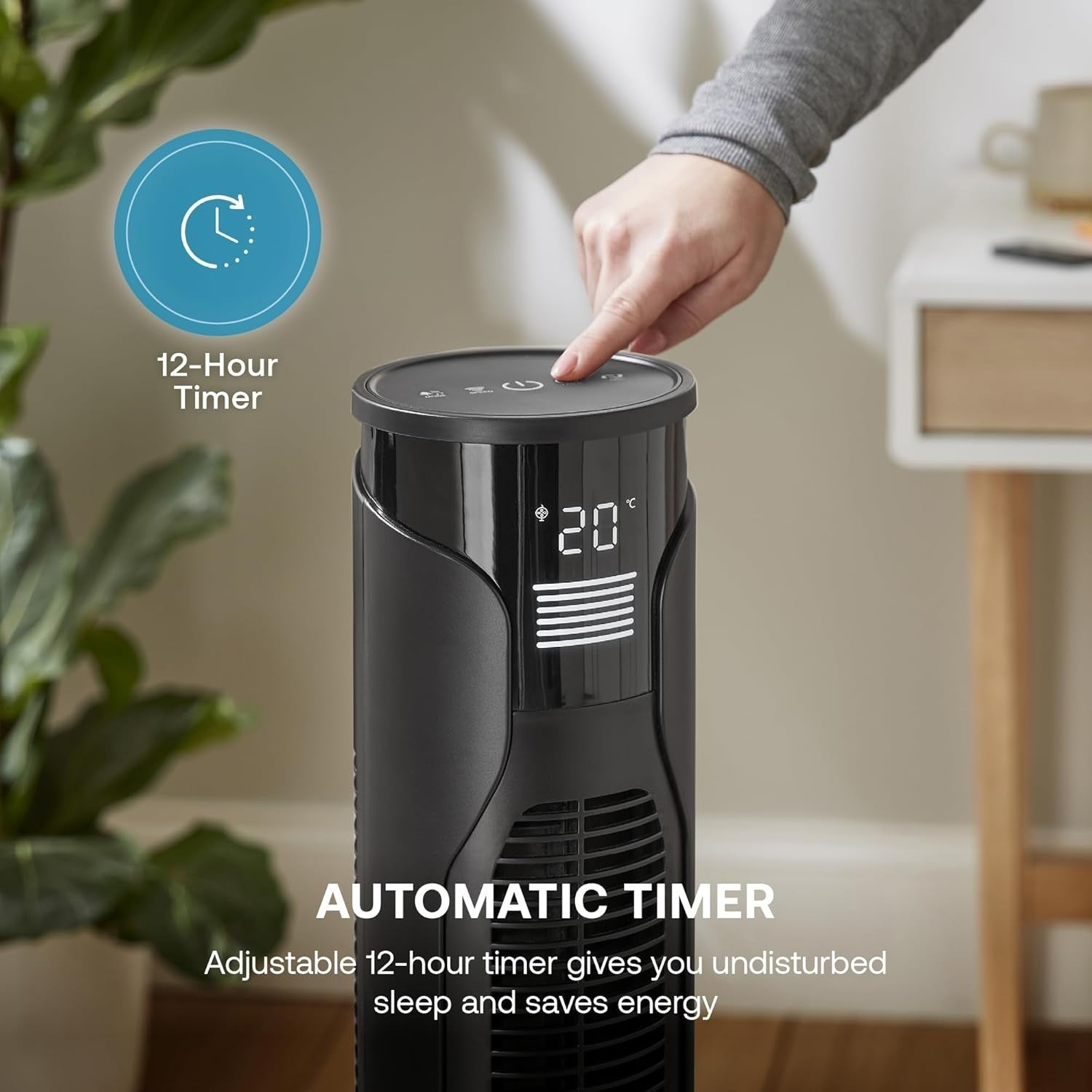 96cm Tower Fan – LED Display Silent Cooling w/Remote, Timer & 3-Speed Settings