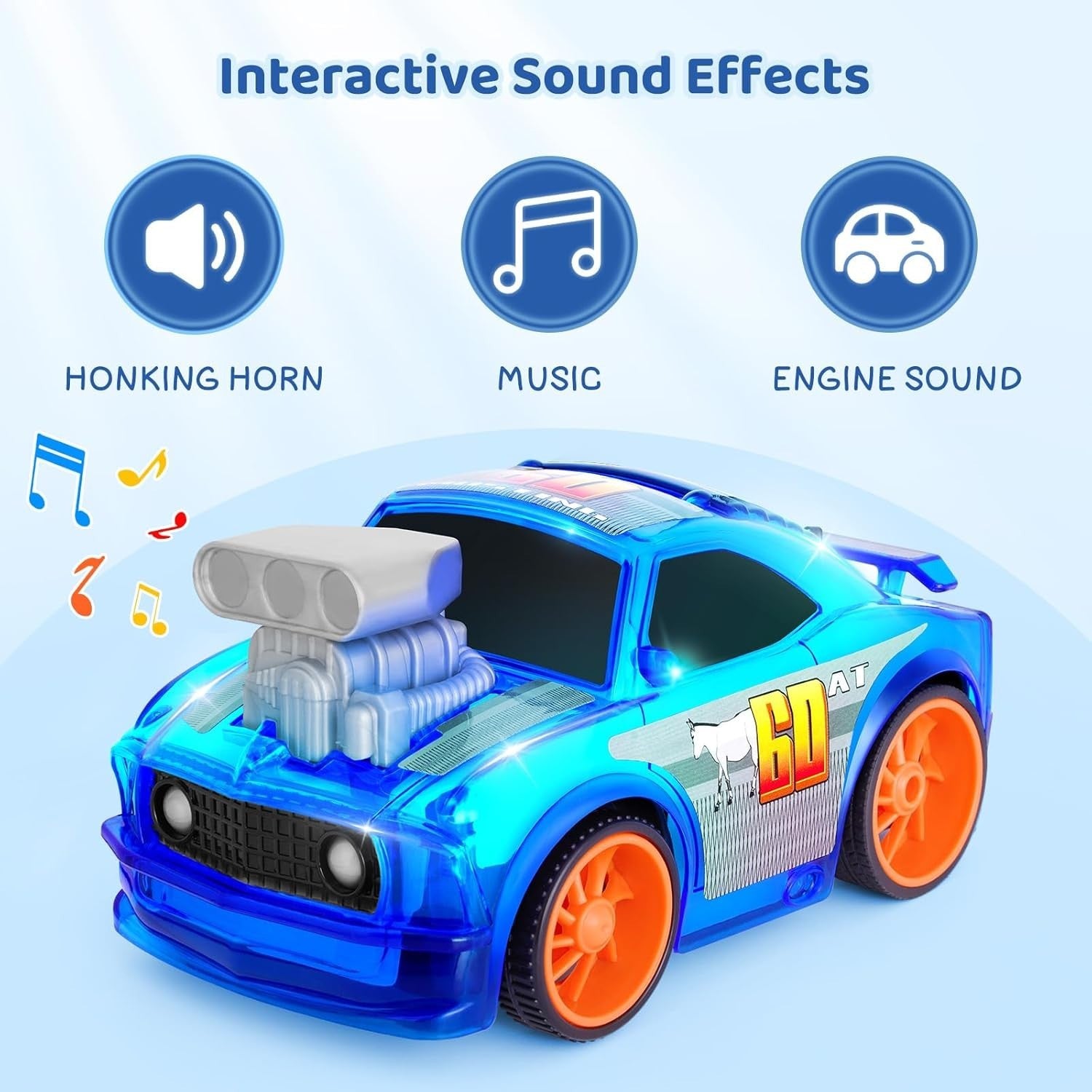 2.4GHz RC Car for Kids 3–7 – LED Lights, Music, Toddler Remote Control Toy