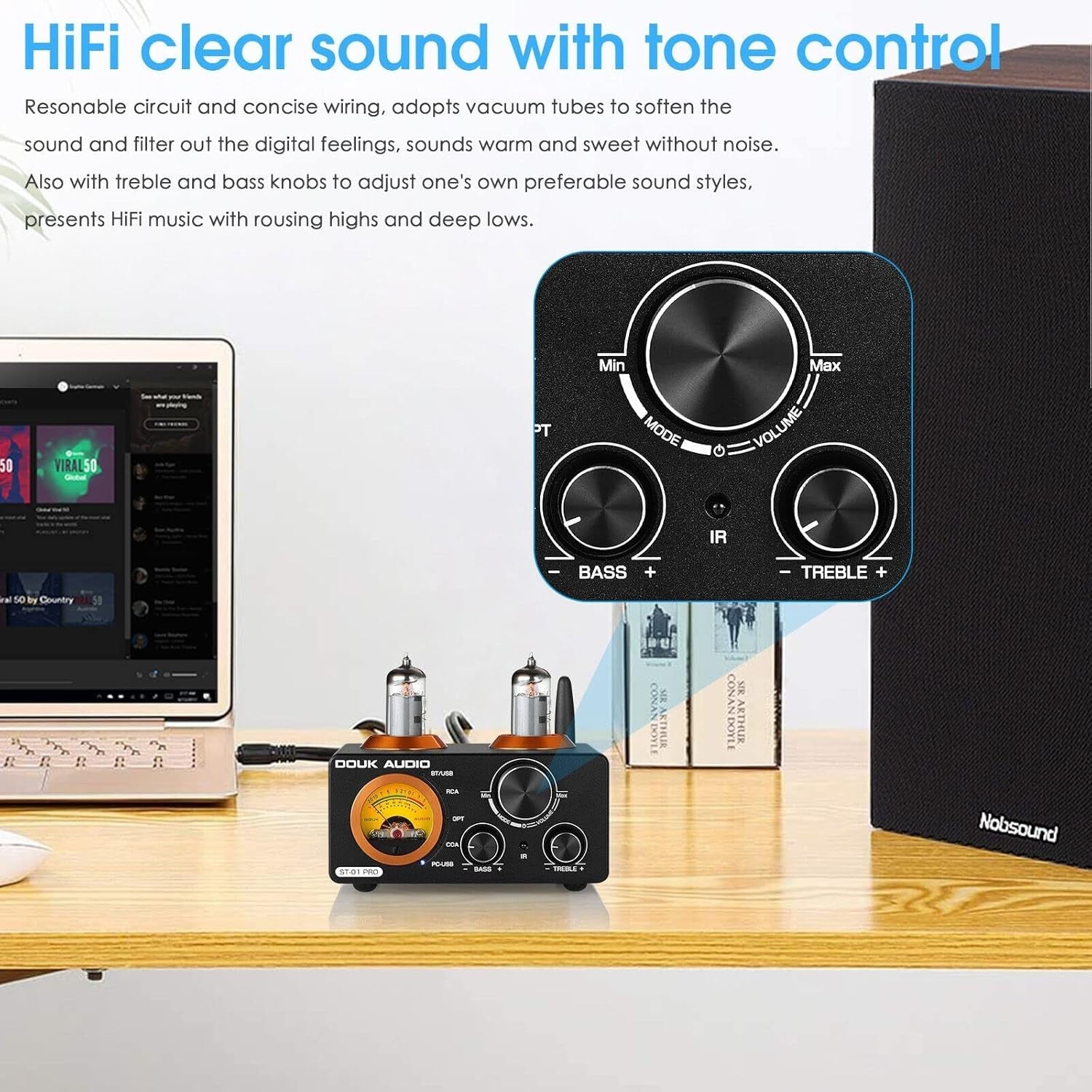 200W HiFi Tube Amplifier Bluetooth 5.0 USB DAC Stereo 2-Channel