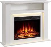 Electric Fireplace Heater with LED Flame & Surround, 39" White Mantel