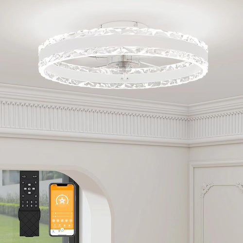 43CM Ceiling Fan with Light, Adjustable Color Temp, Dimmable, White