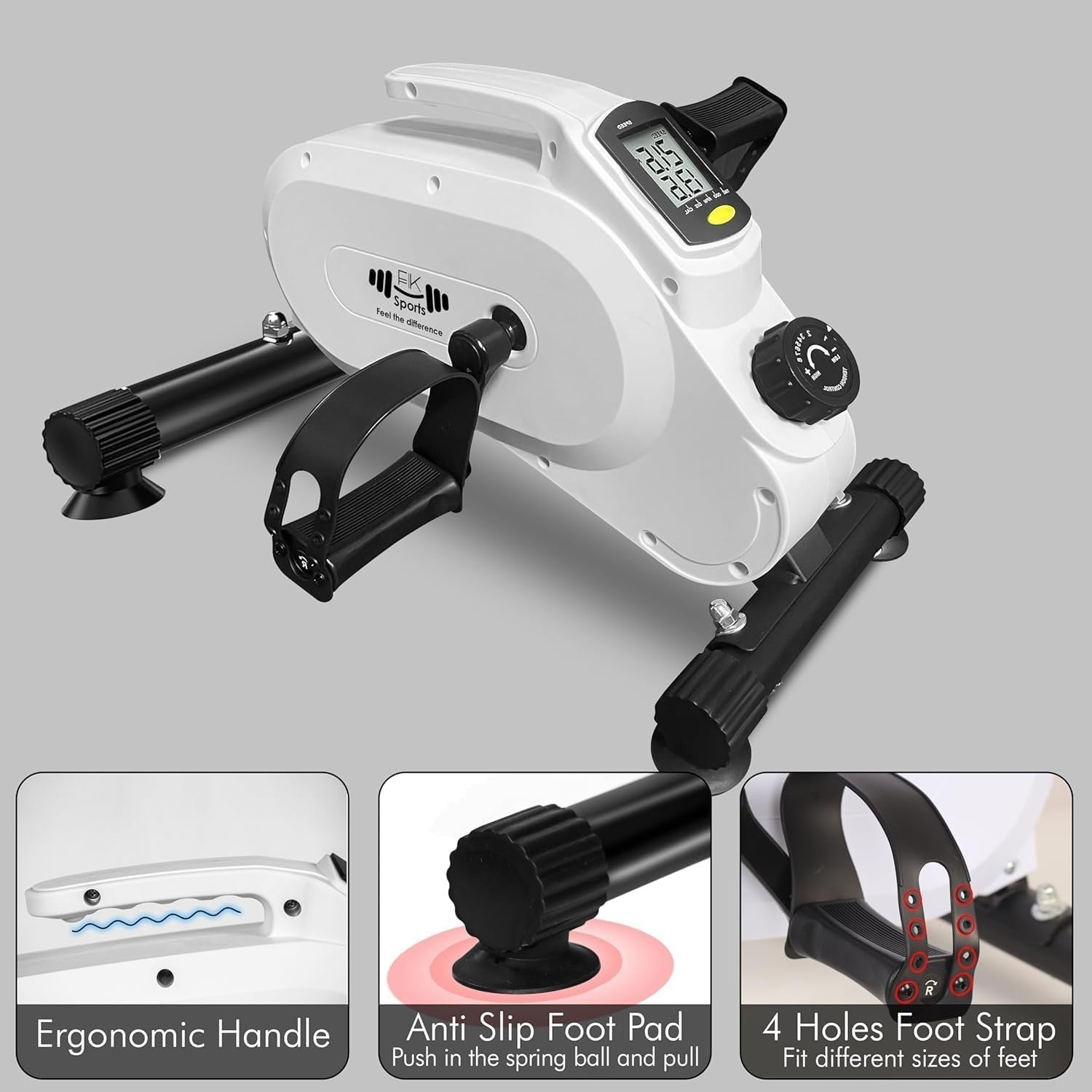 Quiet Mini Pedal Exerciser Magnetic 8 Level Resistance LCD Bike