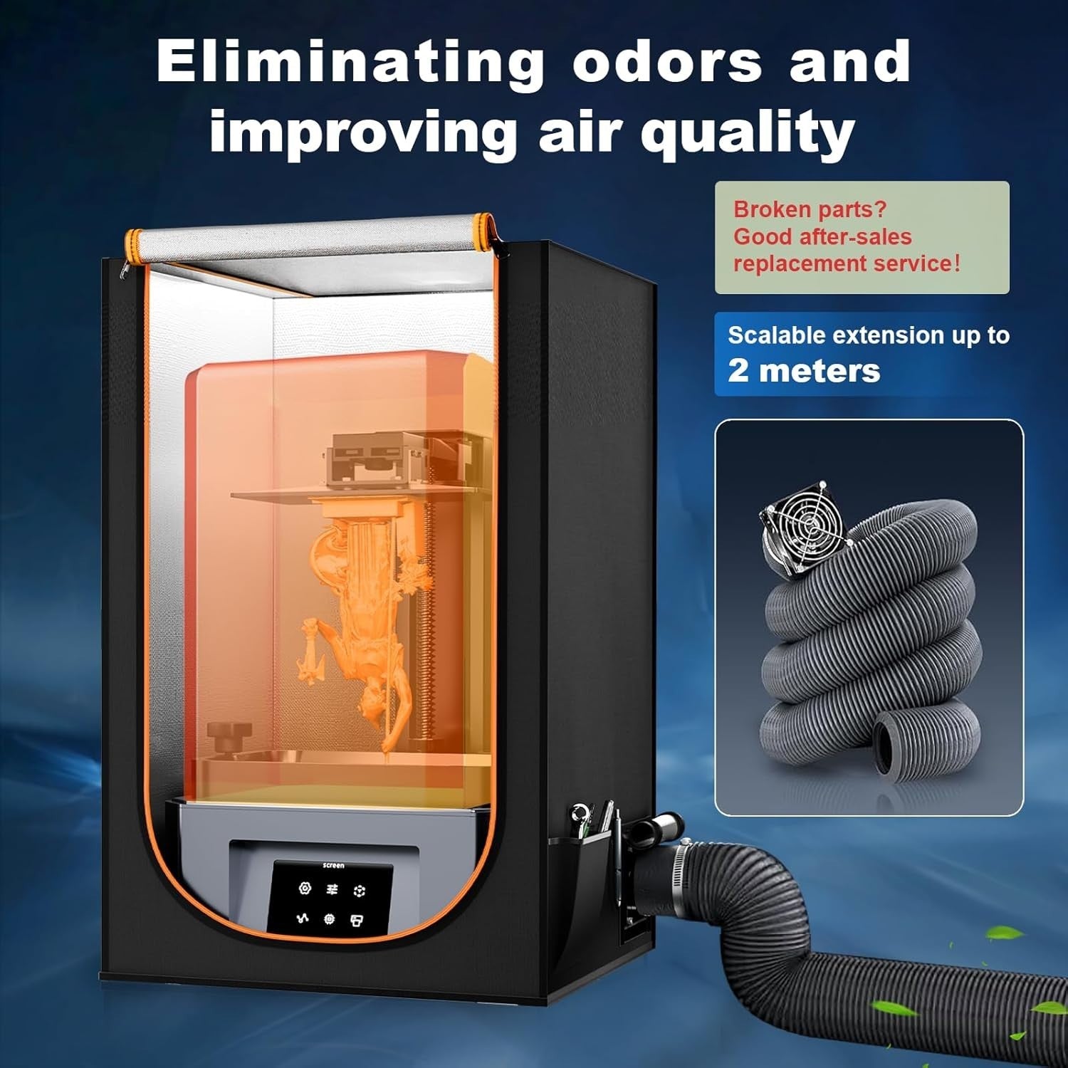 Resin 3D Printer Enclosure Vented Carbon Filter Odor Noise Dust Control