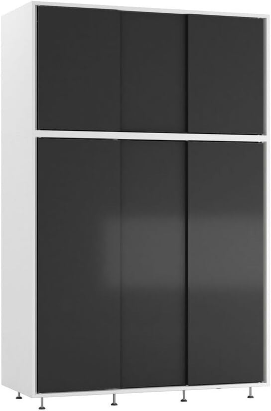 6-Door Sliding Wardrobe Black Doors | Modern Spacious Bedroom Storage