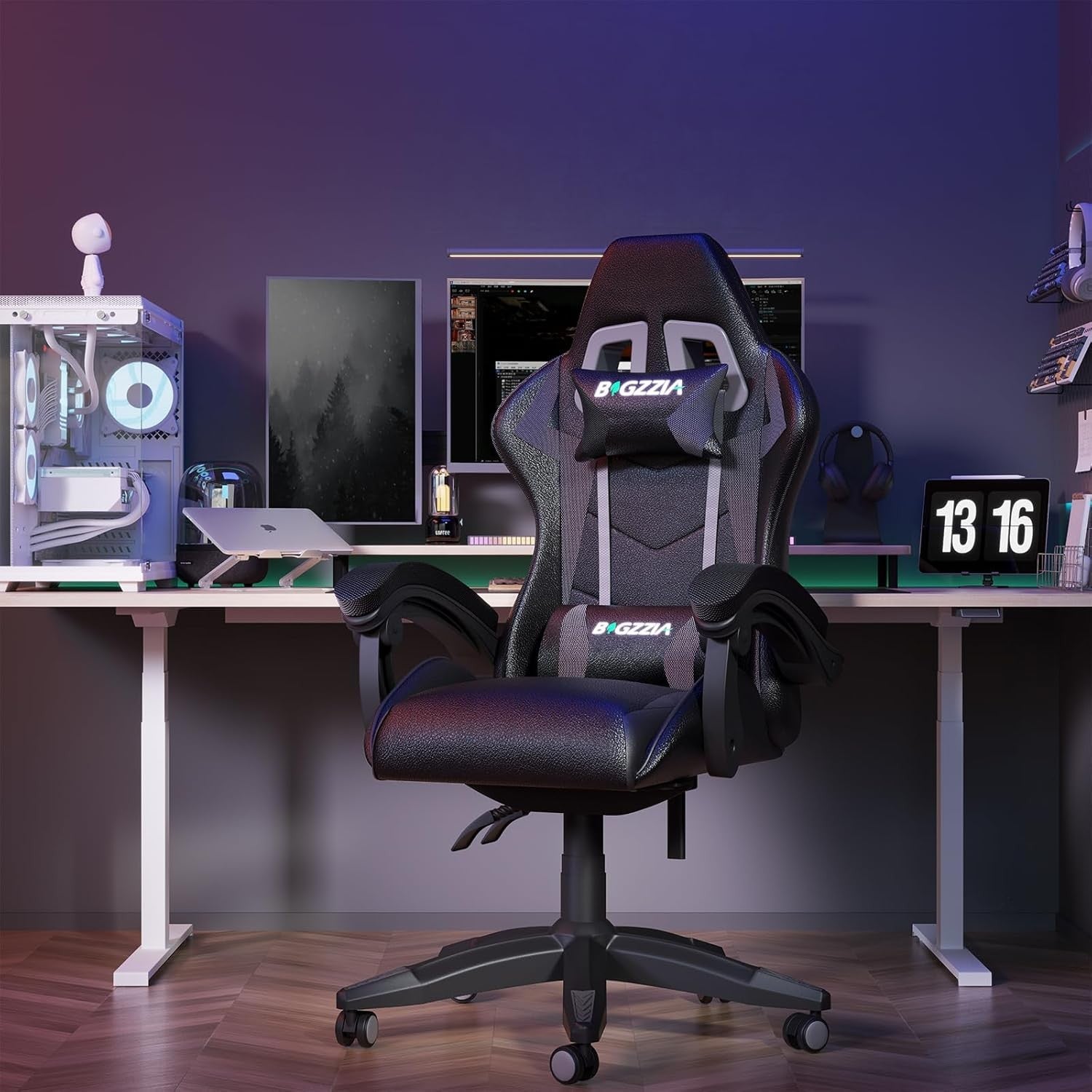 Ergonomic Gaming Chair Reclining Office Chair w/ Lumbar Black