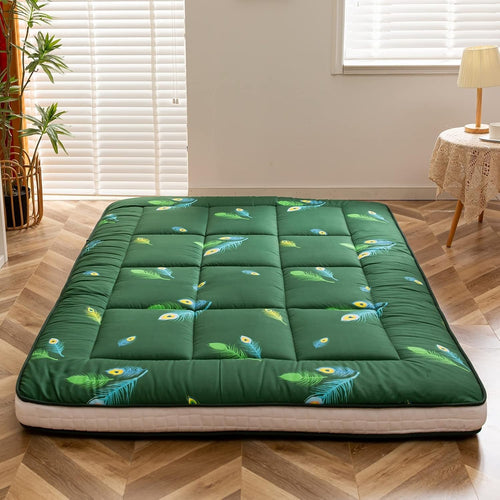 Thick Japanese Futon Mattress Floor Bed, Folding Sleeping Pad, Guest Lounger