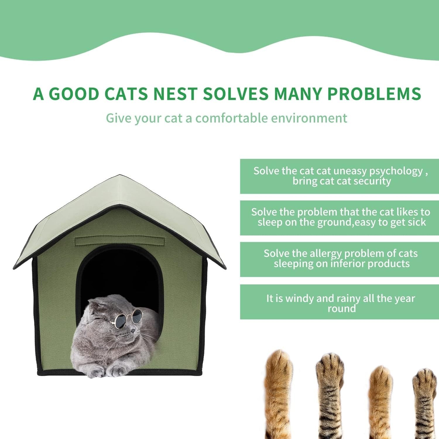 Waterproof Foldable Pet House Outdoor Dog Cat Shelter Cozy Portable Bed