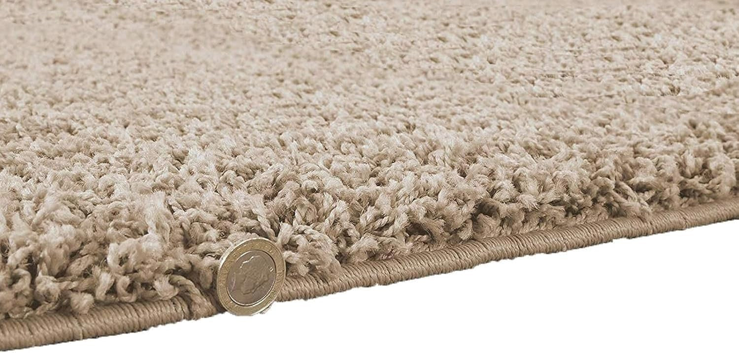 Extra Large Shaggy Rug 160x230cm 5cm Thick Soft High Pile Light Beige Carpet