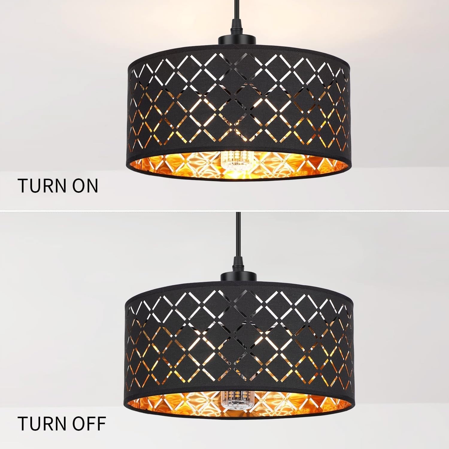 Black Gold Cutout Lampshade Modern Ceiling Pendant Decorative Light
